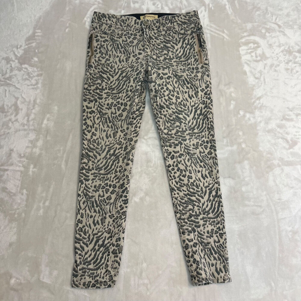 Democracy Pants Womens 8 Animal Print Skinny Leg Mid Rise Comfort Boho Hippie